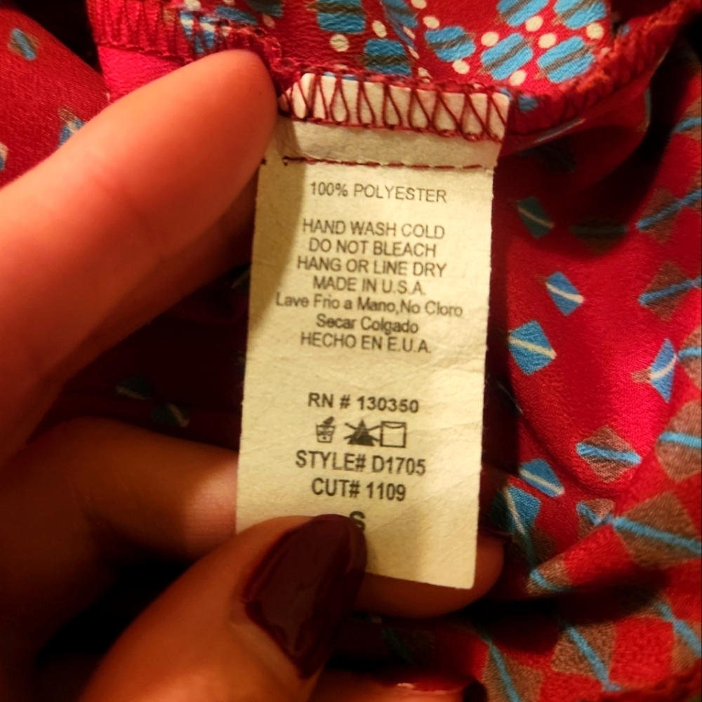 WISH Red Blue Tribal Print Strapless Dress - Picture 4 of 10